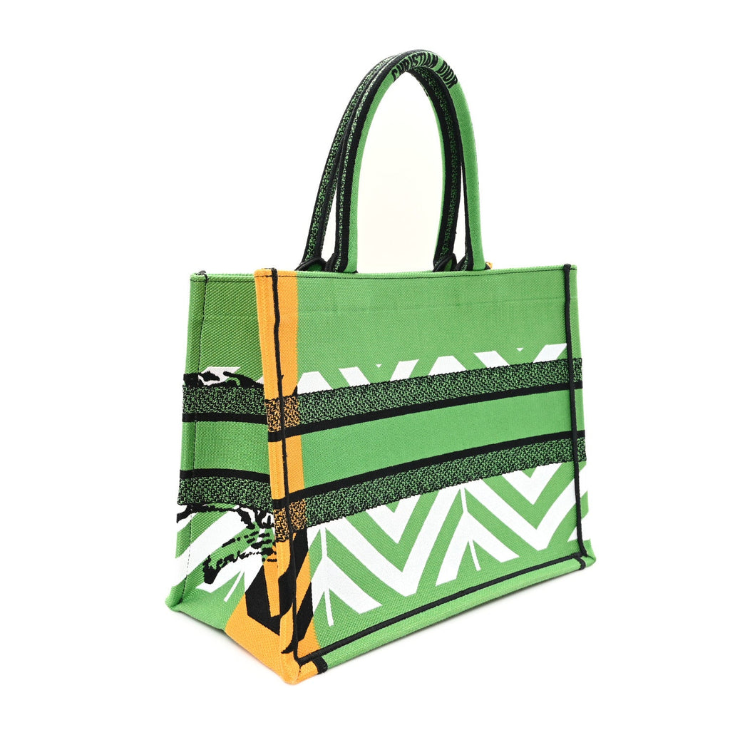 Canvas Embroidered Medium Jungle Pop Book Tote Green Multicolor