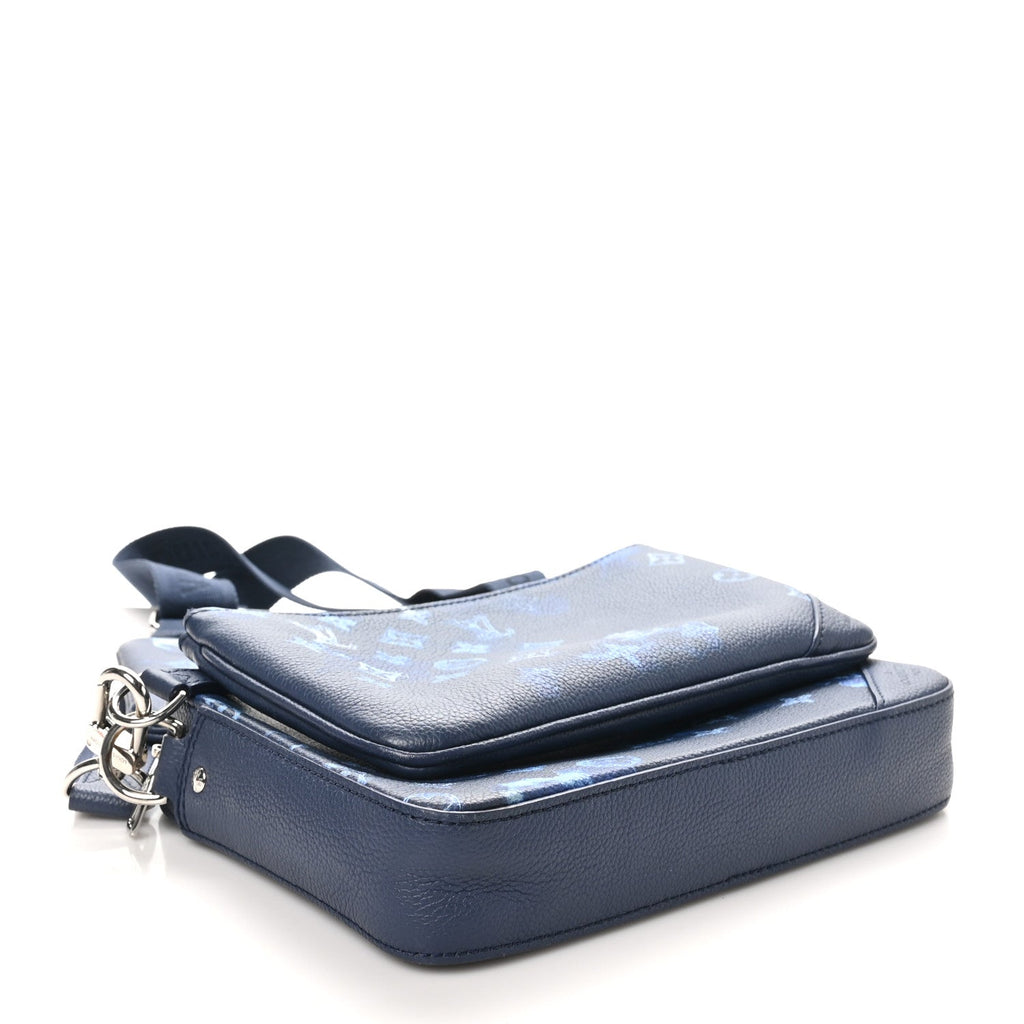 Monogram Ink Watercolor Trio Messenger Bag Blue