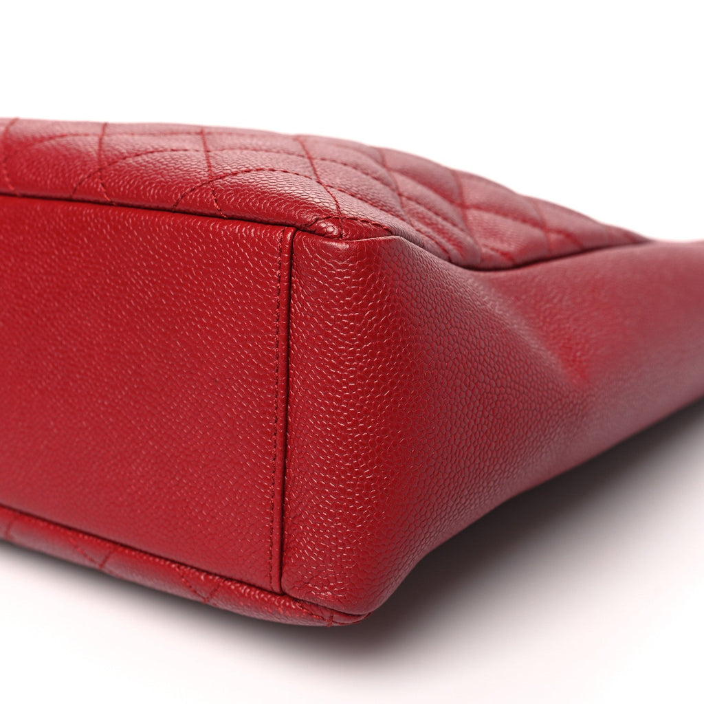 Caviar Quilted Vertical Grand Shopping Tote GST Red
