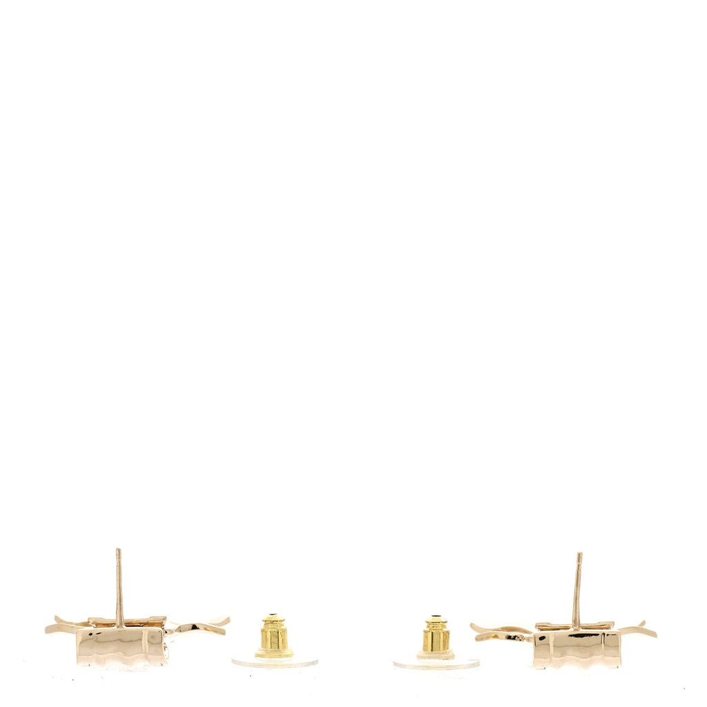 Metal CC Drop Earrings Gold