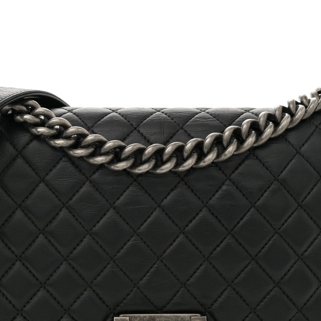 Calfskin Quilted Medium Boy Flap Black
