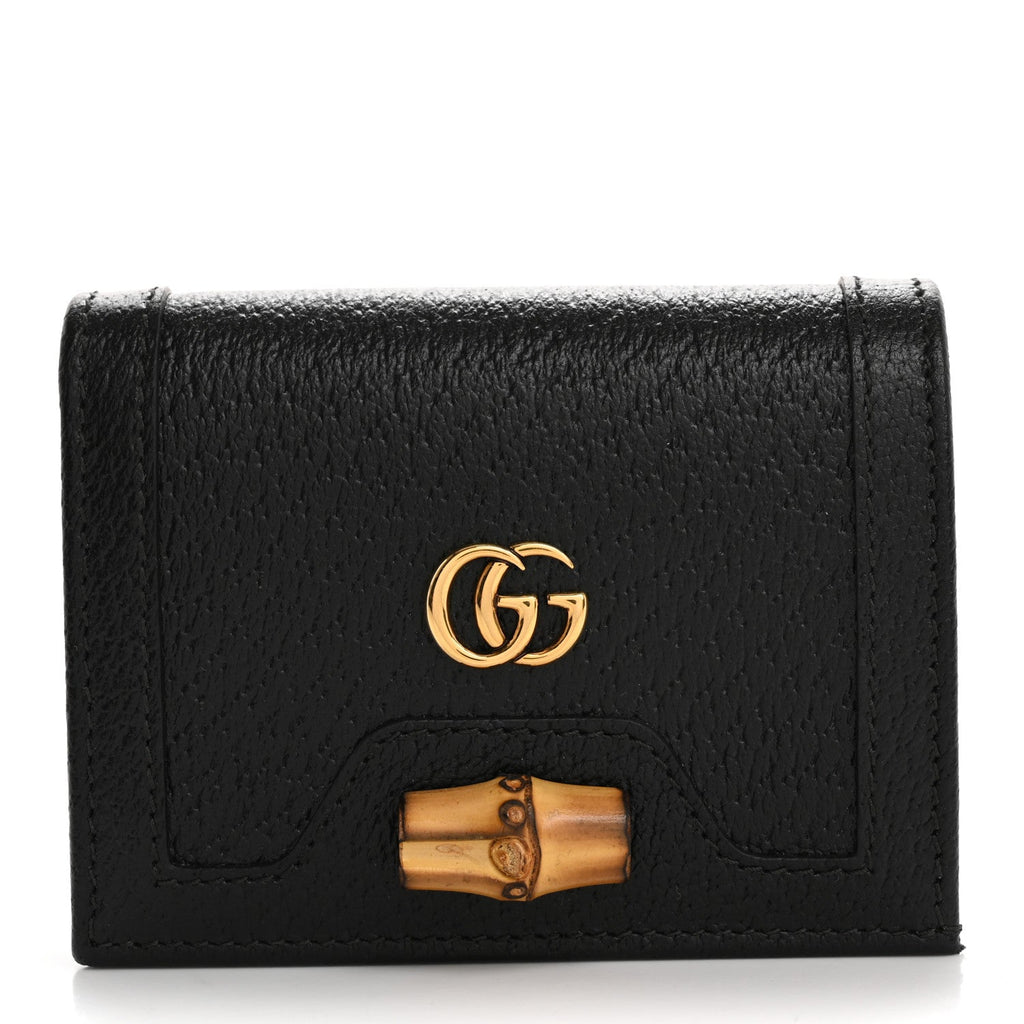 Wonka Grain Calfskin Diana  Case Wallet Black