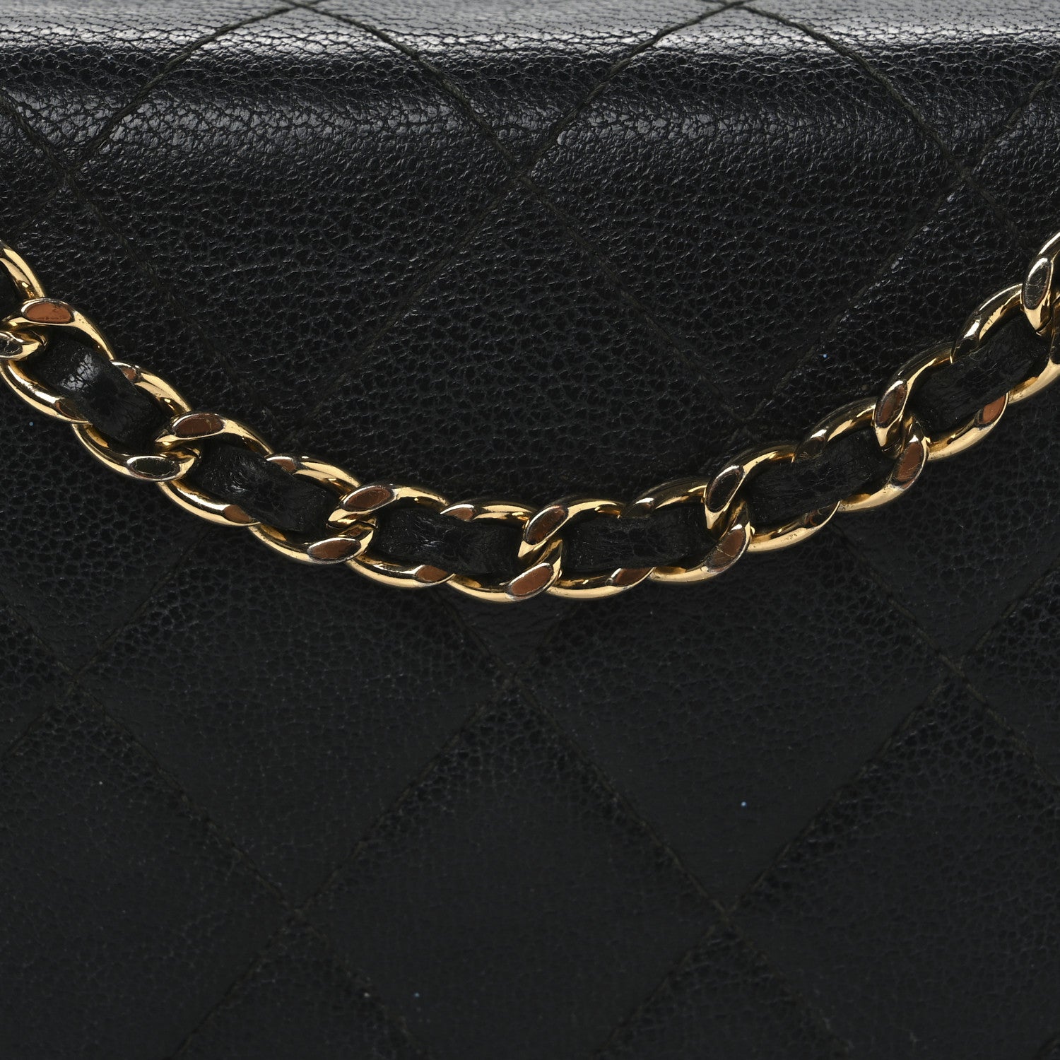 Sheepskin Quilted Mini Vintage Mademoiselle Wallet On Chain WOC Black