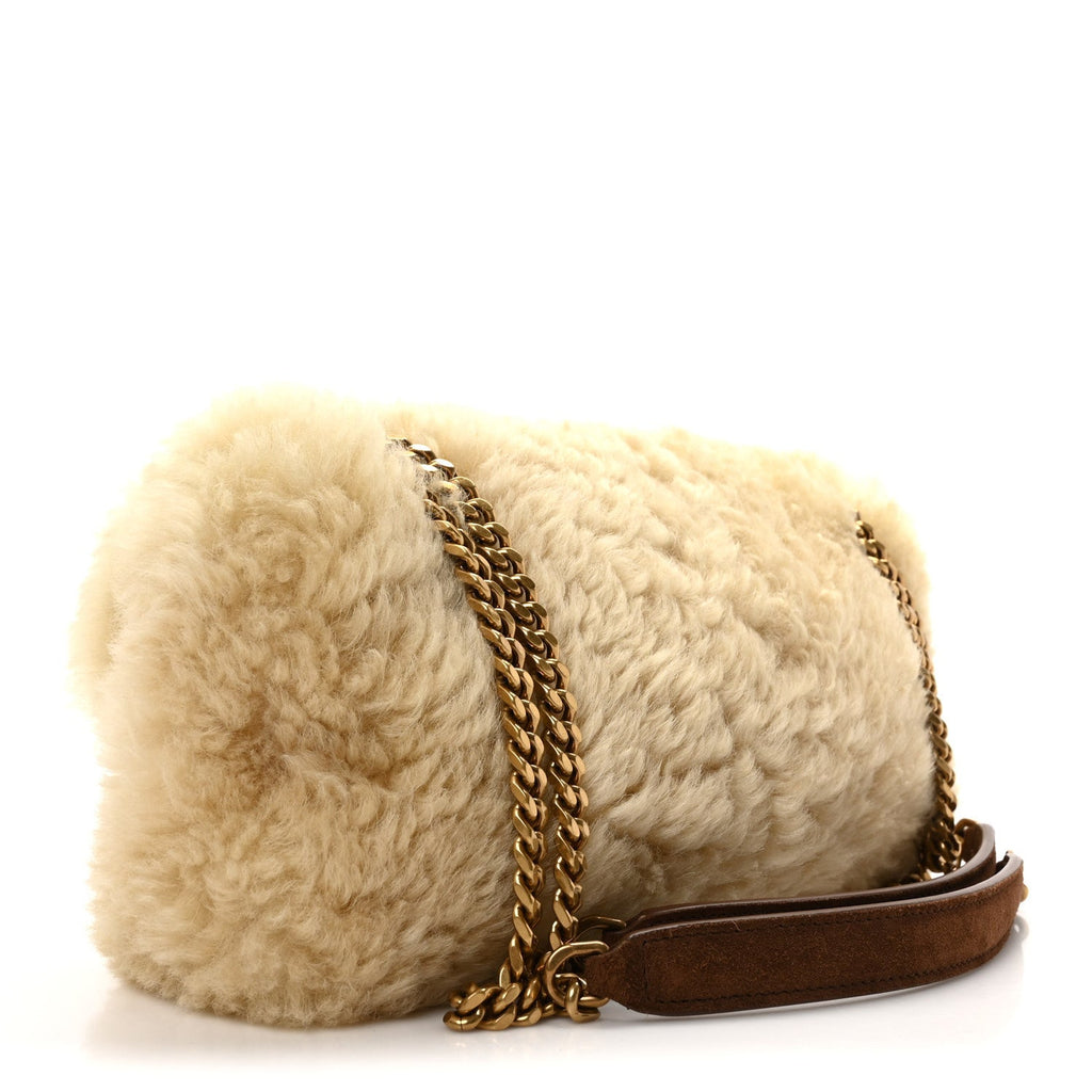 Shearling Calypso Crossbody Crema Naturel Dark Cigar