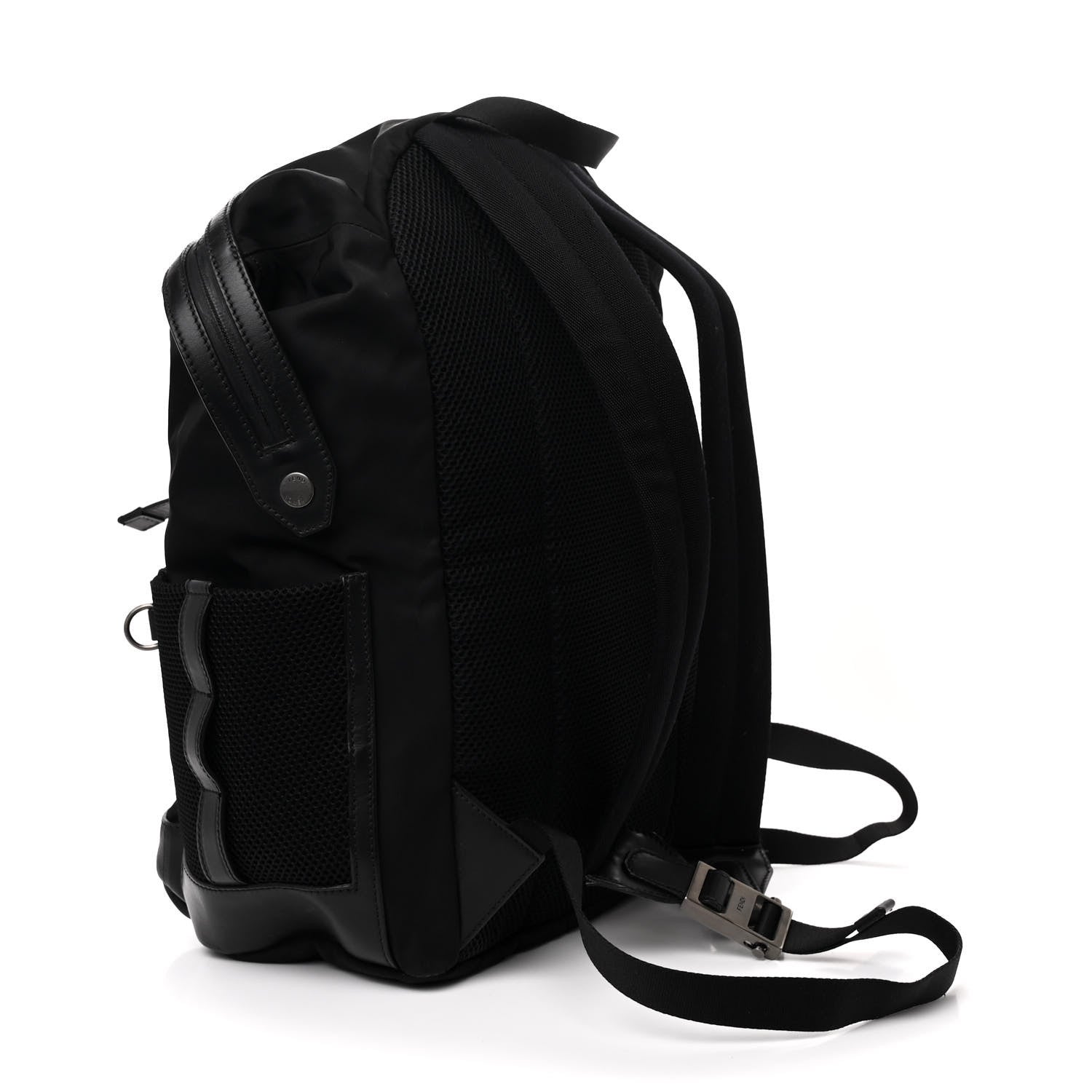 Nylon FF Embossed Backpack Black