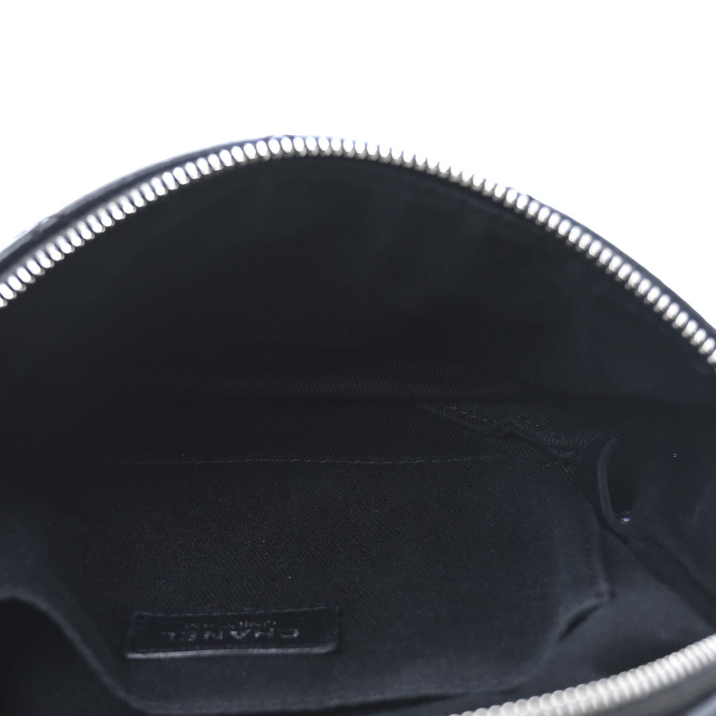 Grained Calfskin Quilted Waist Belt Bag Black
