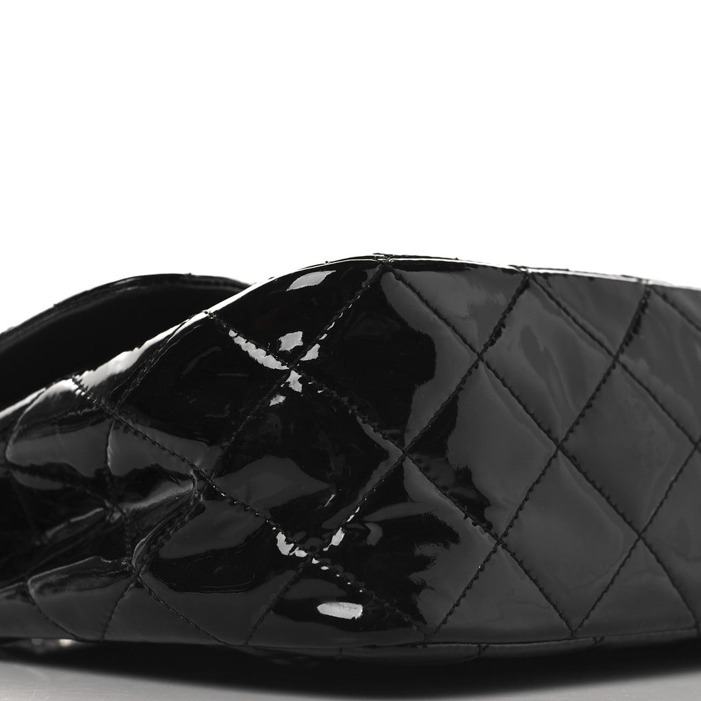 Patent Quilted Jumbo Single Flap Black