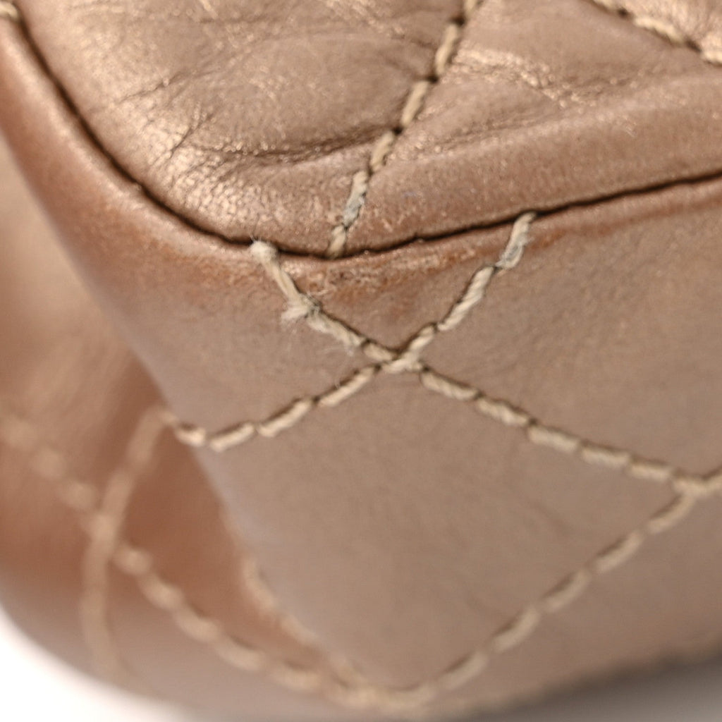 Metallic Aged Calfskin Quilted 2.55 Reissue 225 Flap Dark Gold