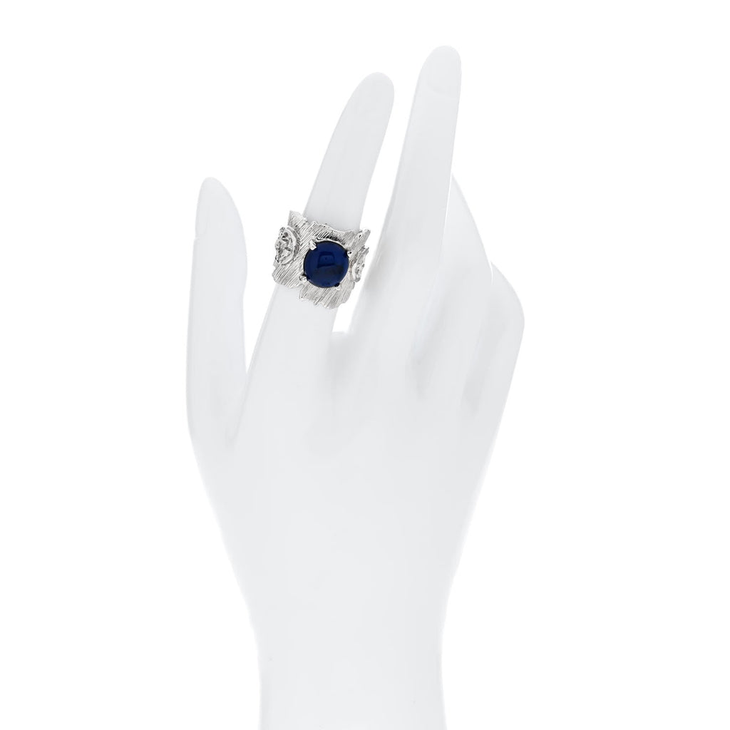 Metal Crystal GG Ring S Silver Blue