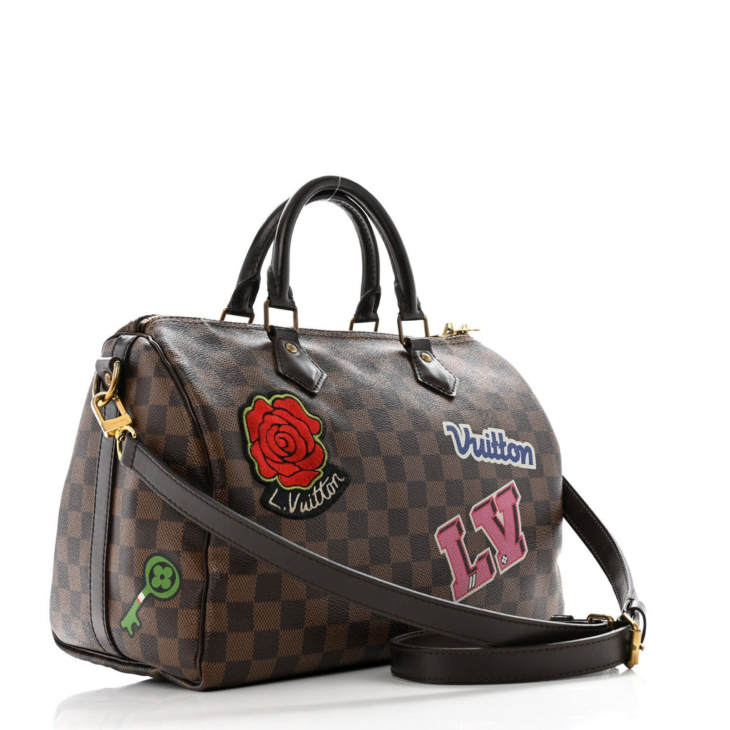 Damier Ebene Patches Speedy Bandouliere 30
