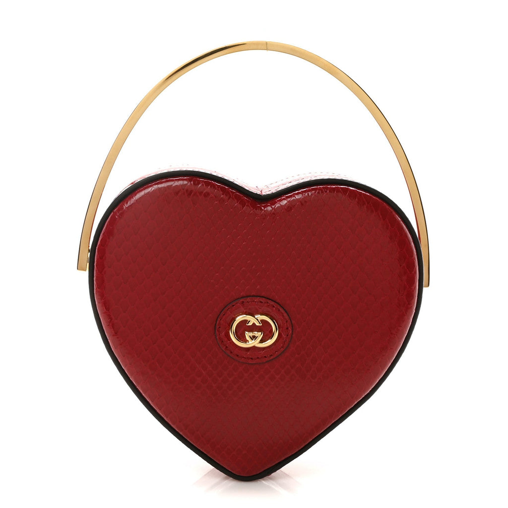 Snakeskin Broadway Mini Heart Top Handle Bag Rasberry Candy