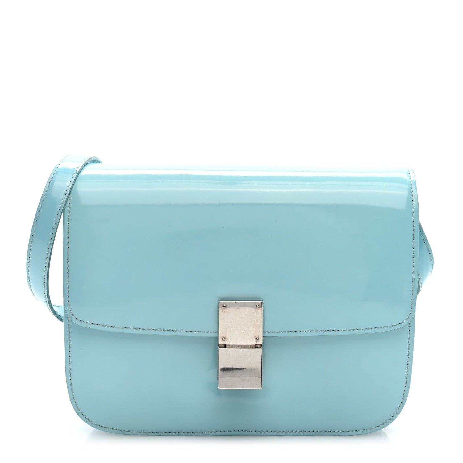 Spazzolato Calfskin Medium Classic Box Flap Bag Glacier