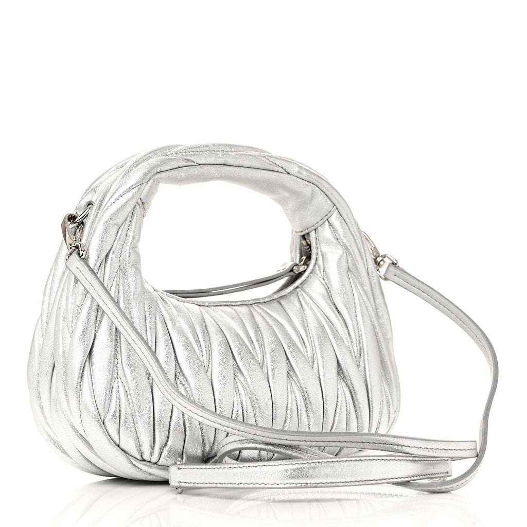 Metallic Nappa Matelasse Mini Wander Hobo Cromo