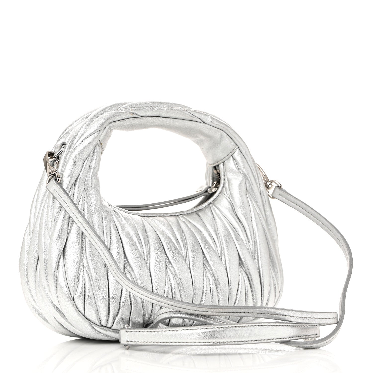 Metallic Nappa Matelasse Mini Wander Hobo Cromo