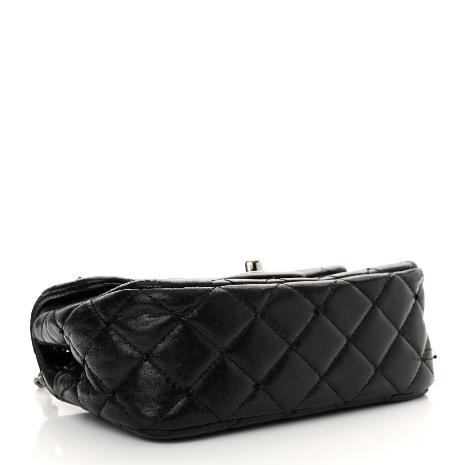 Lambskin Quilted Beaded Extra Mini Rectangular Flap Black