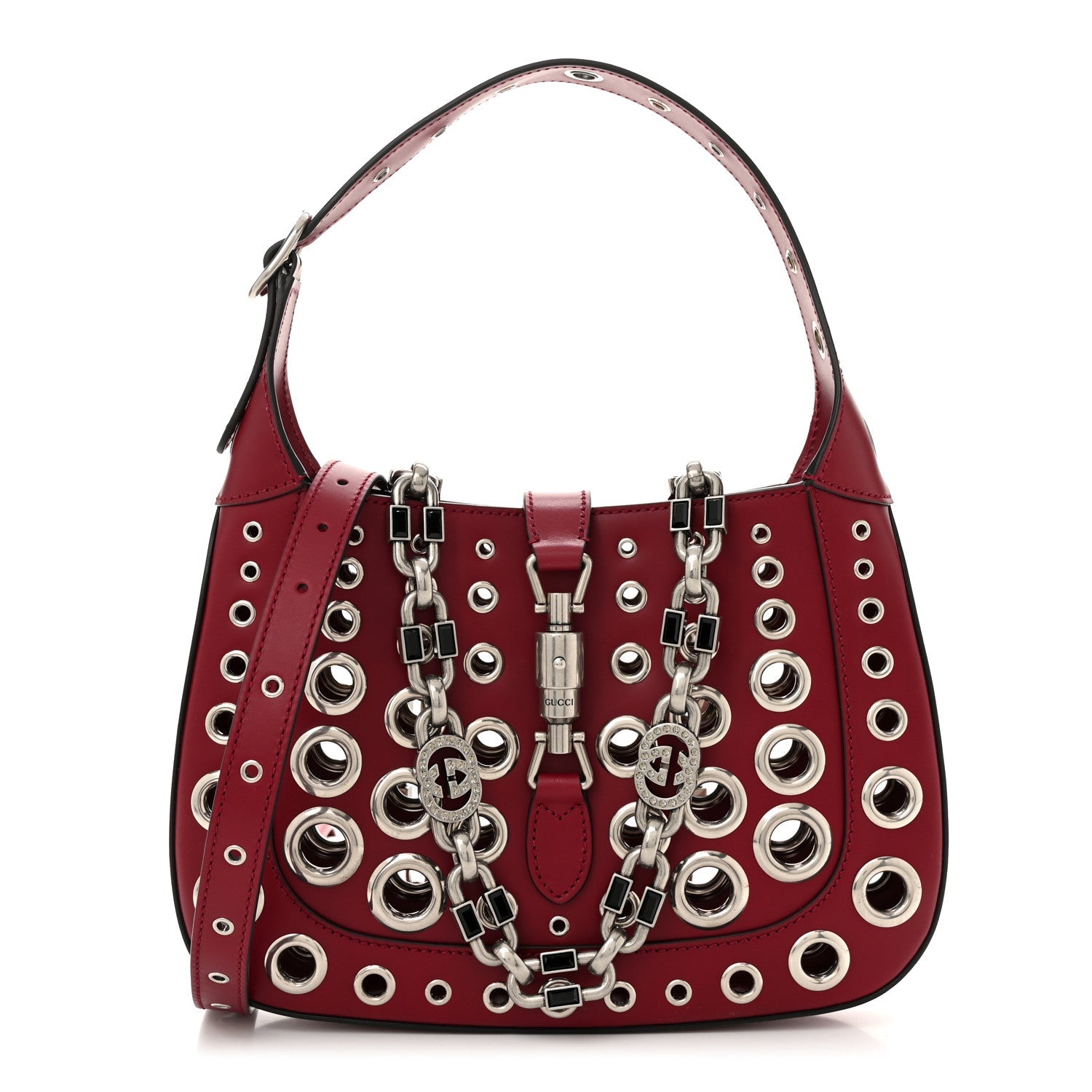Calfskin Ha Ha Ha Jackie 1961 Eyelet Hobo Cherry Red
