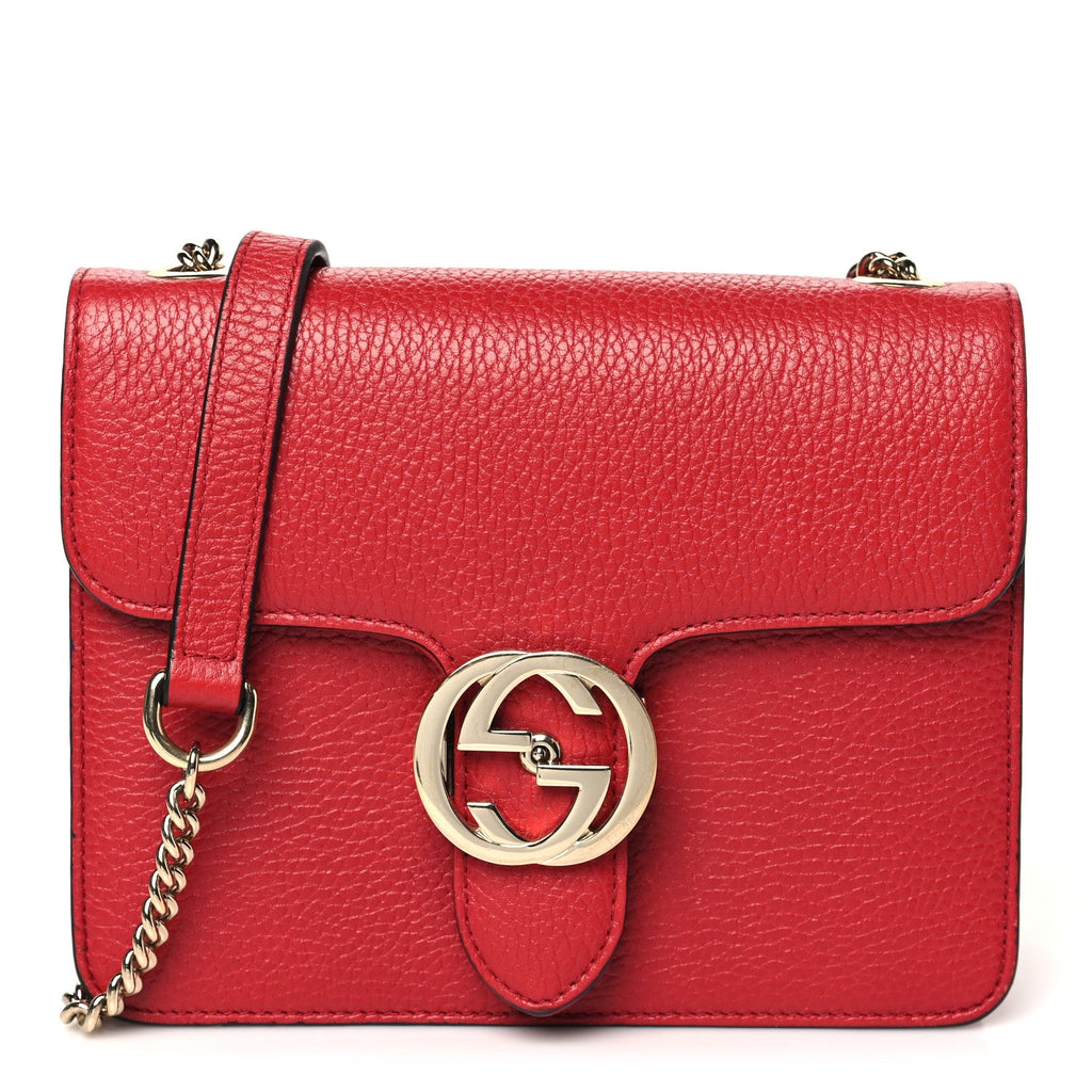 Dollar Calfskin Small Interlocking G Shoulder Bag Red