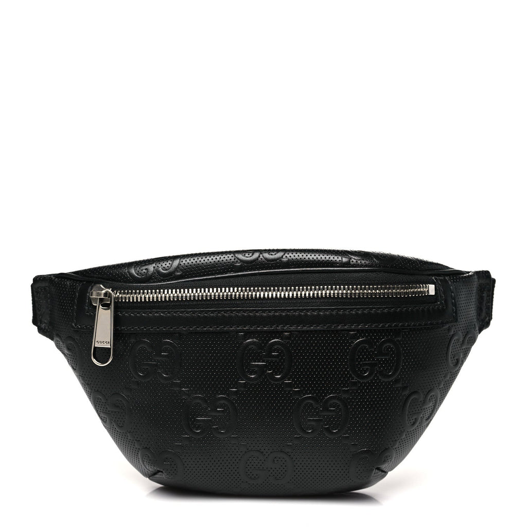Calfskin GG Tennis Embossed Belt Bag Black