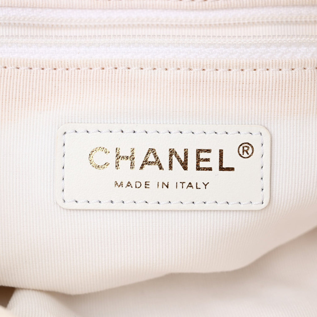 Lambskin Quilted Pearl About Pearls Drawstring Bag White