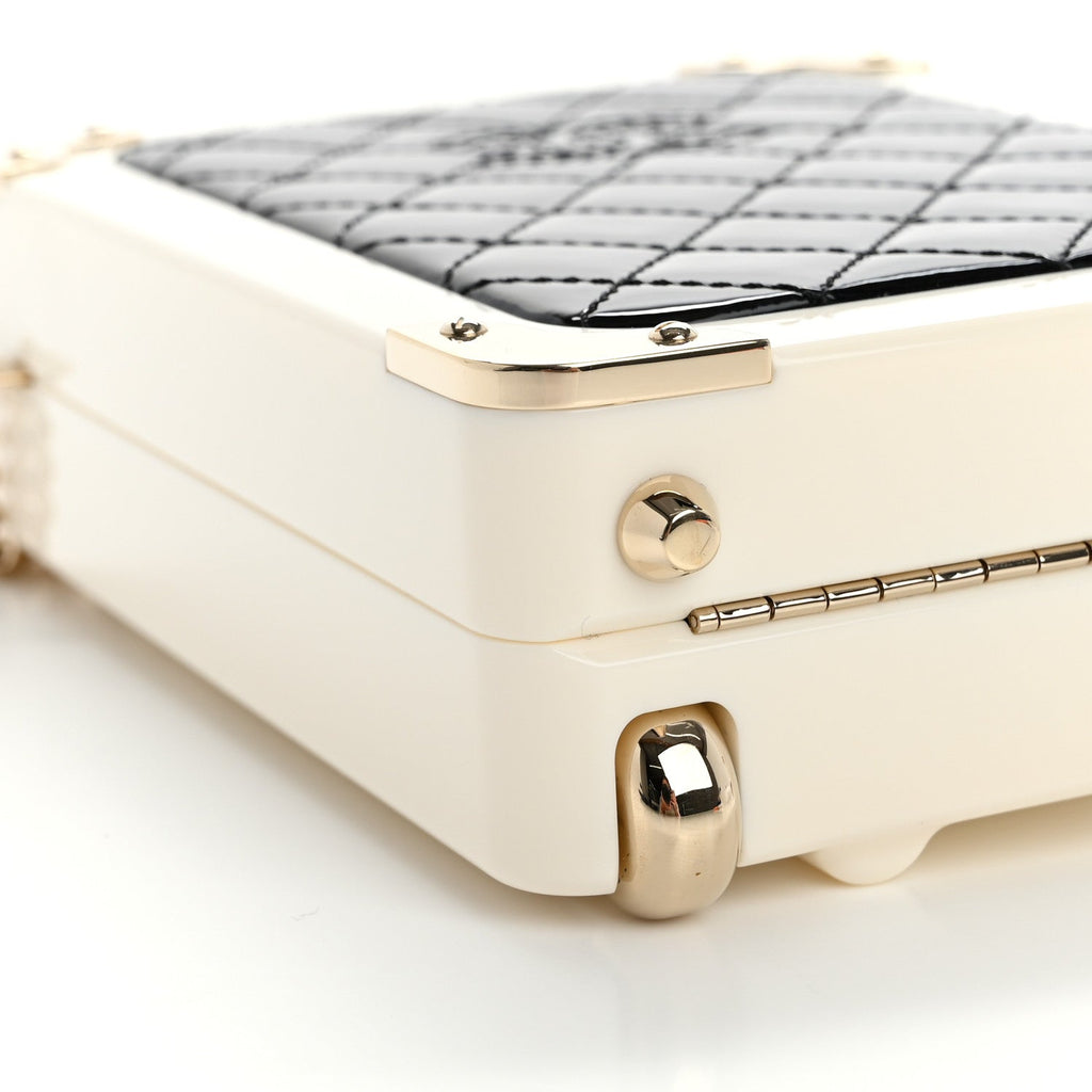 Plexiglass Patent Evening In The Air Mini Trolley Minaudiere Clutch Black White