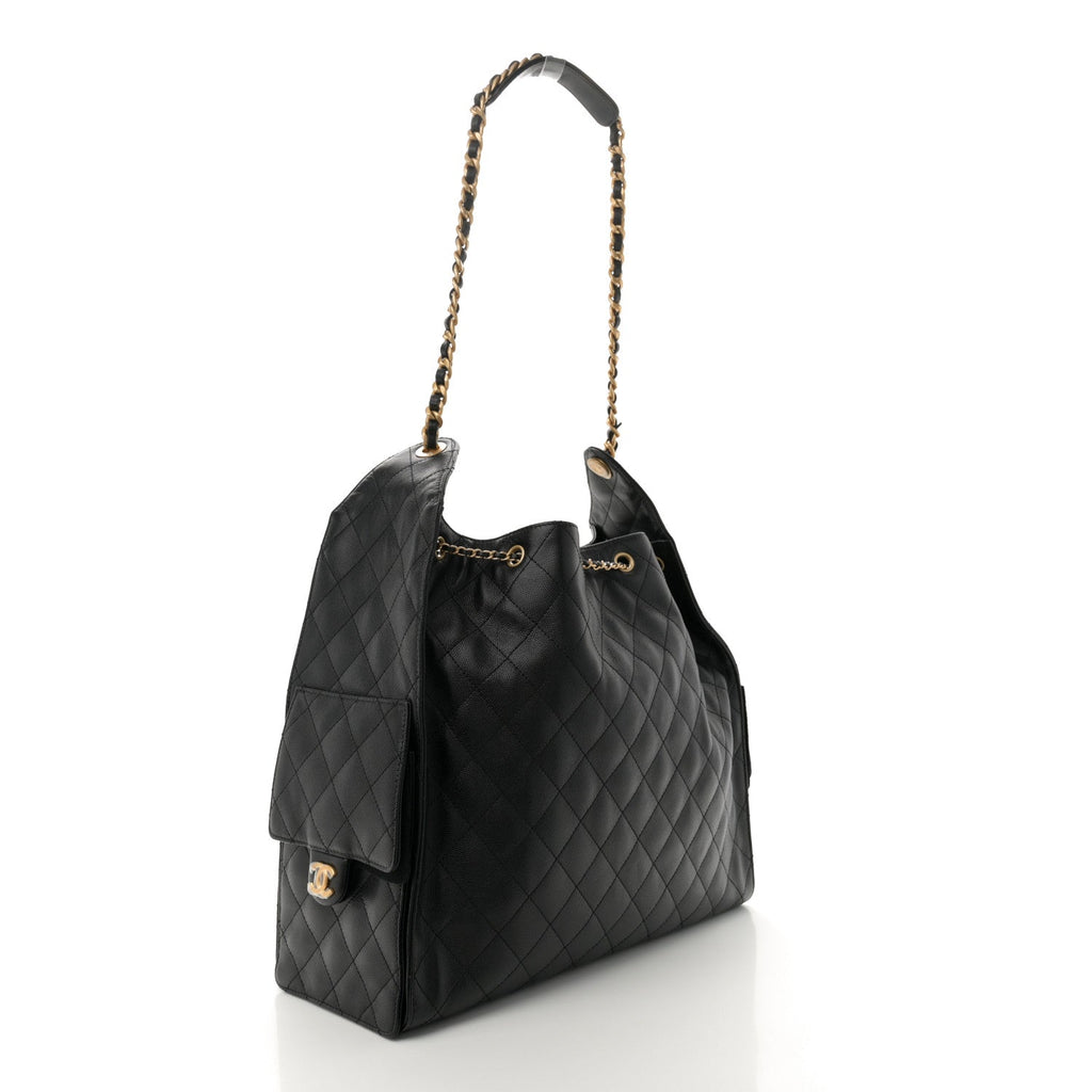 Caviar Quilted Large Chanel 25 Handbag Black