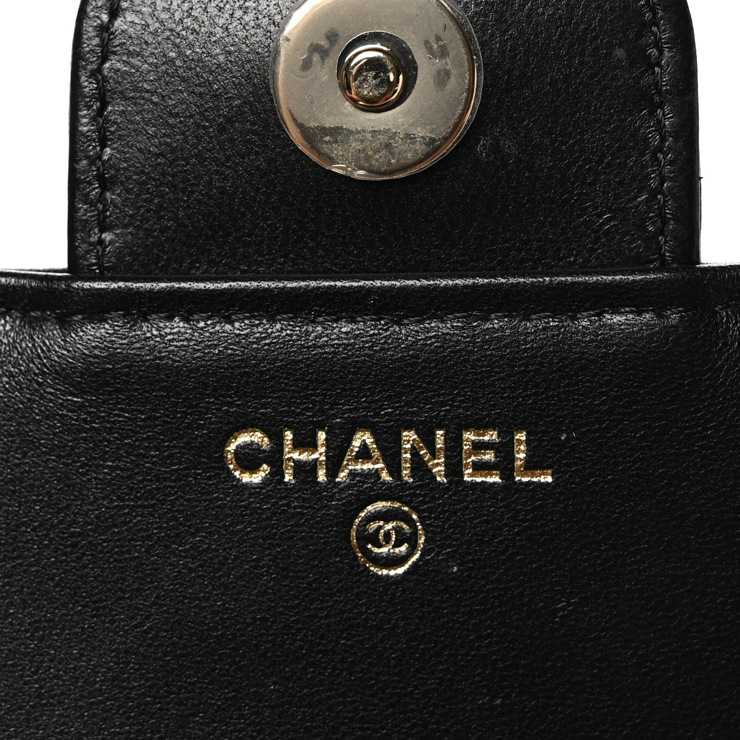 Lambskin Quilted Resin Bi-Color Flap Phone Holder With Chain Black