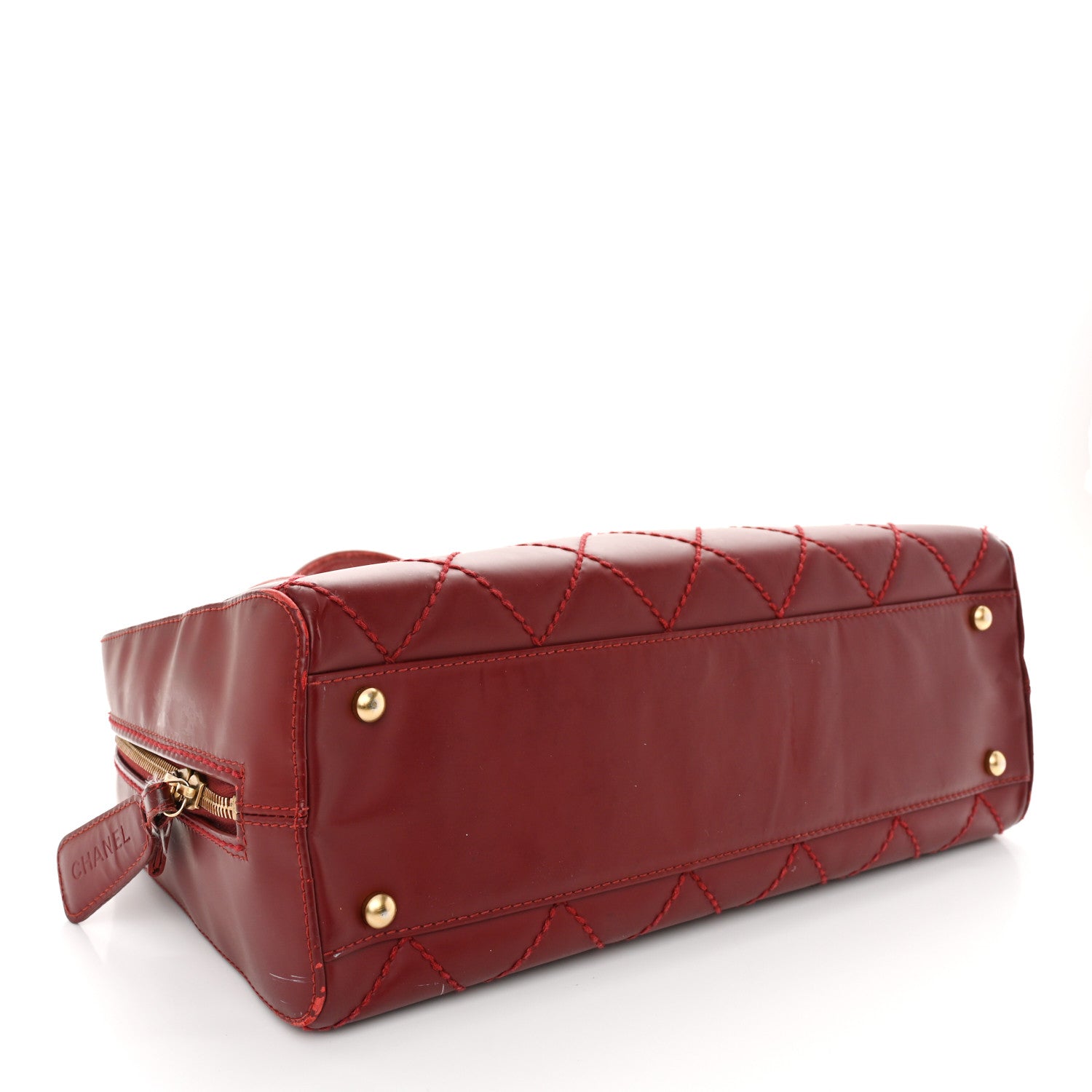 Calfskin Stitch Surpique Bowler Red