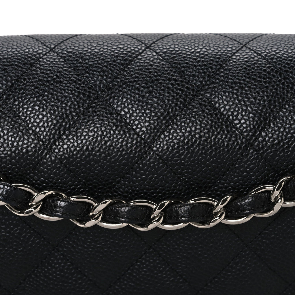 Caviar Quilted Jumbo Double Flap Black