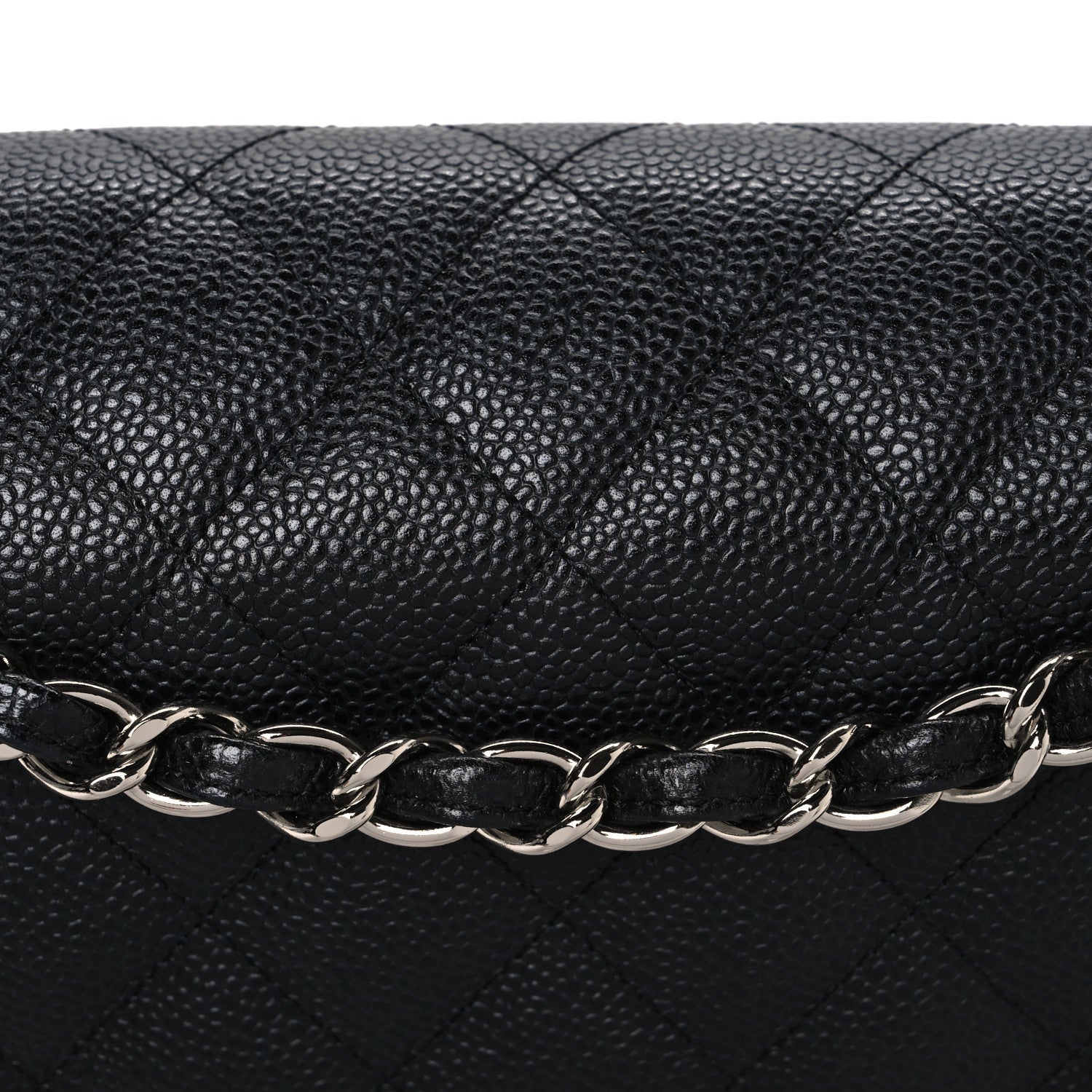 Caviar Quilted Jumbo Double Flap Black