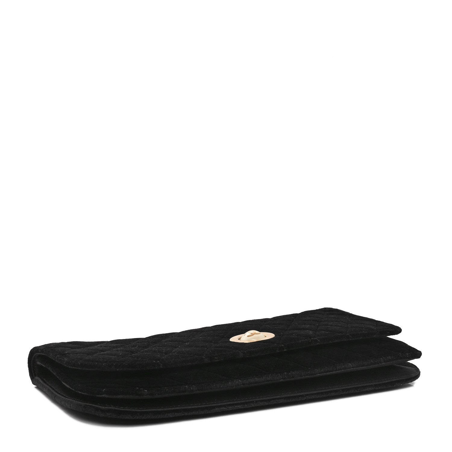 Velvet Quilted CC Pearl Clutch Black