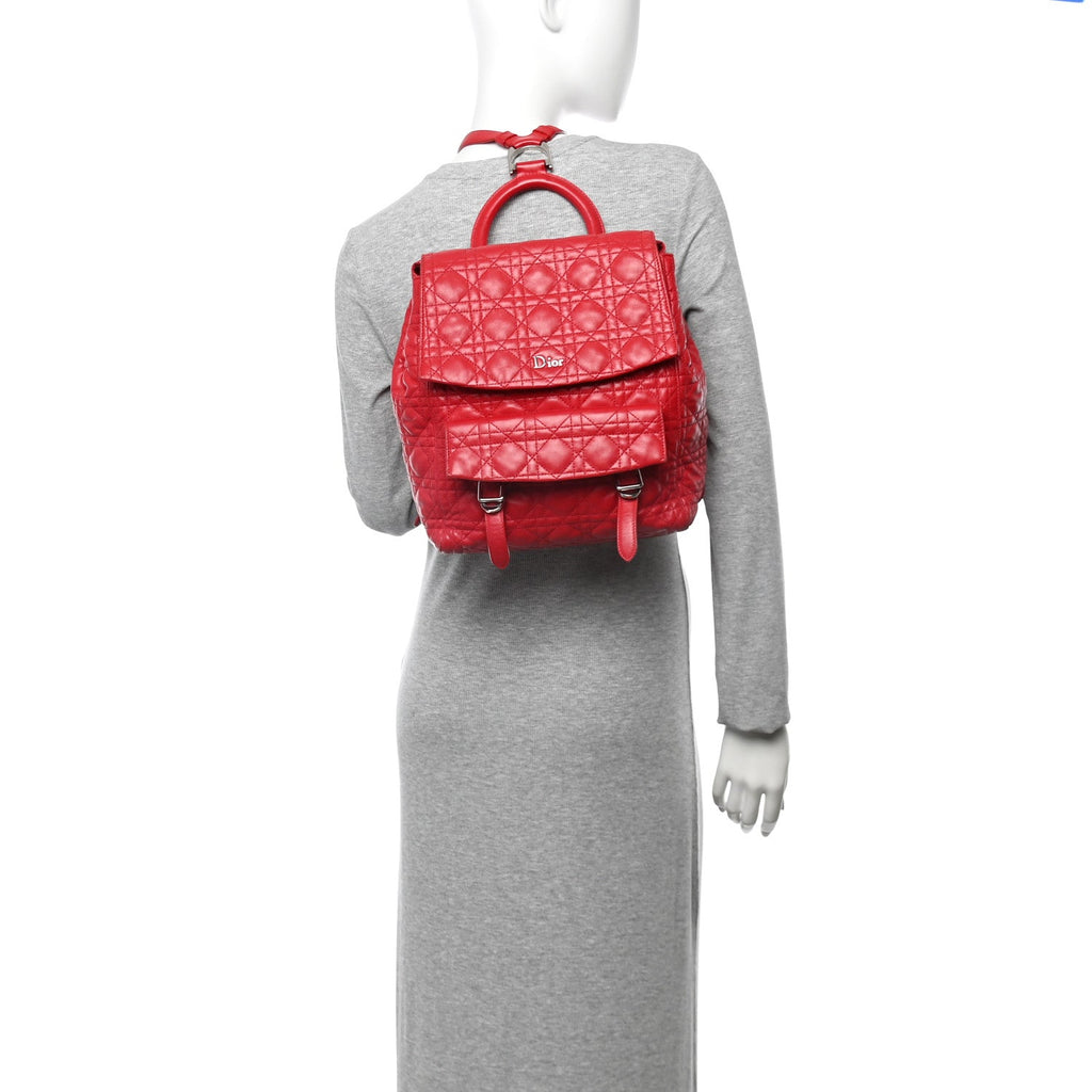 Lambskin Cannage Large Stardust Backpack Red