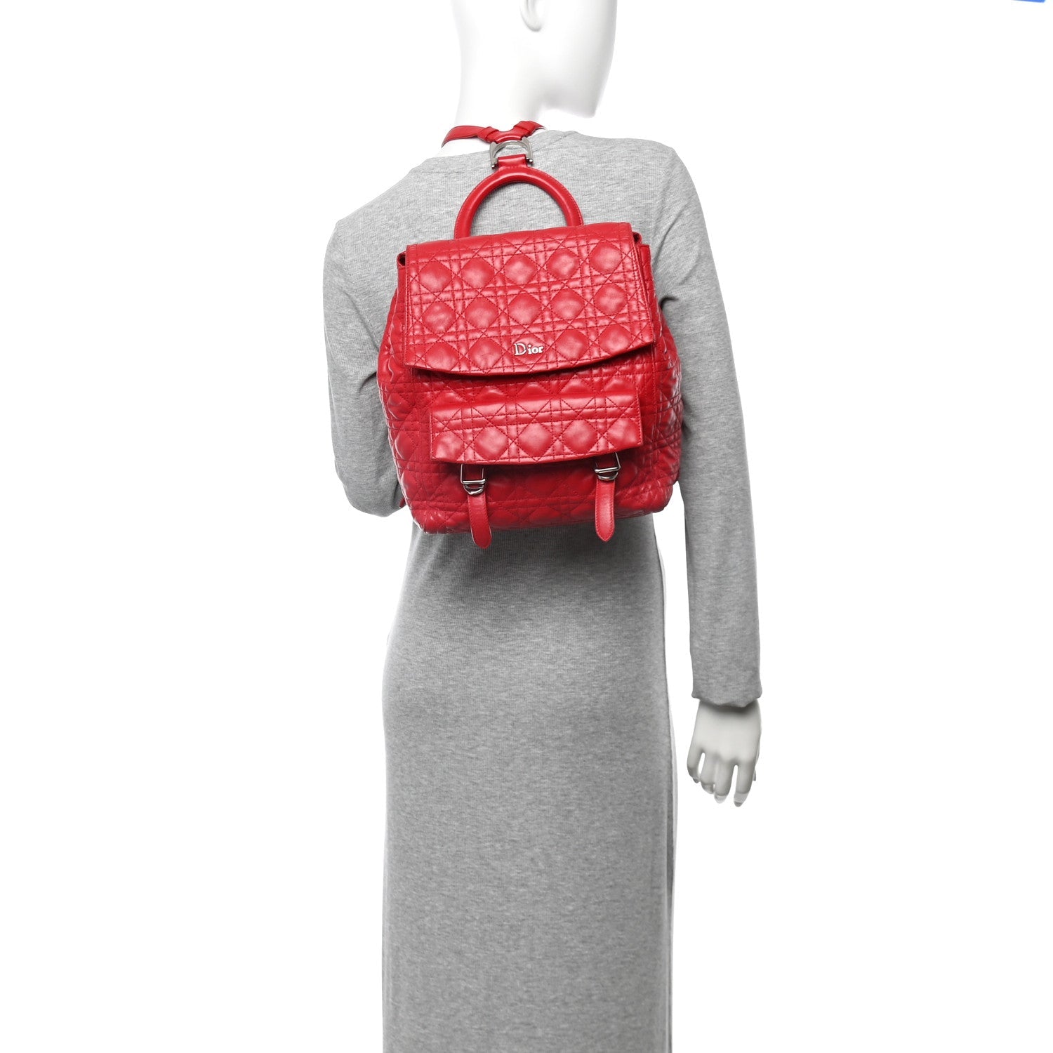 Lambskin Cannage Large Stardust Backpack Red