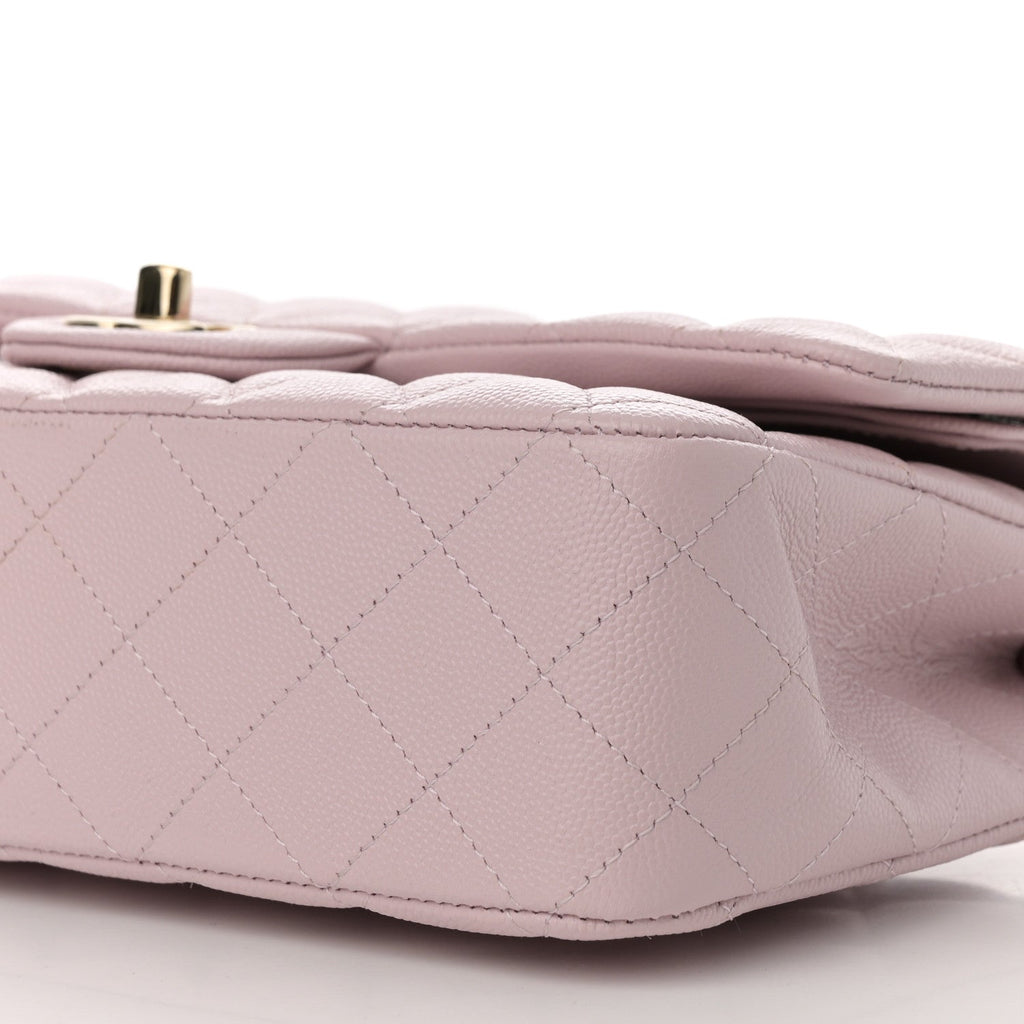Caviar Quilted Medium Double Flap Light Pink