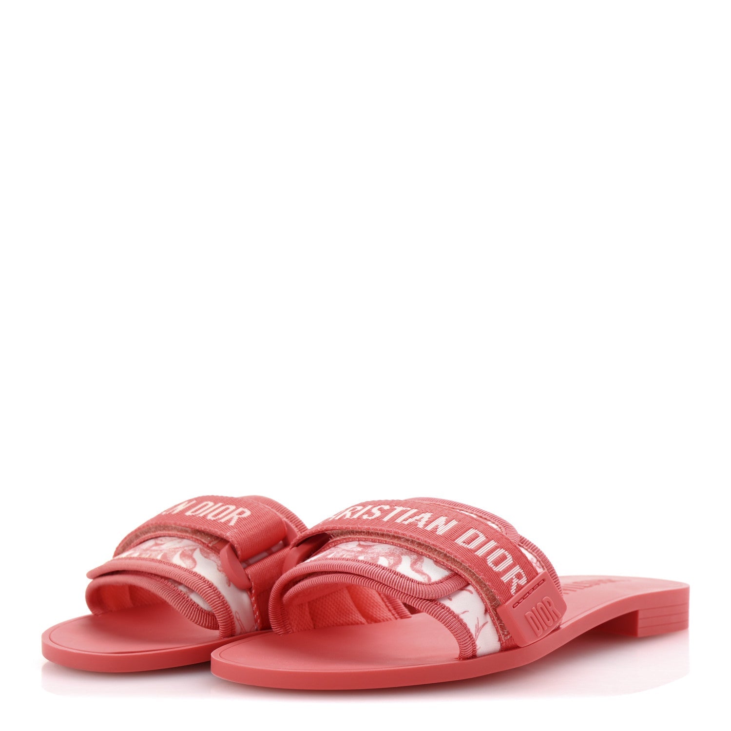 Technical Stretch Fabric Dio(r)evolution Toile De Jouy Slide Sandals 35 Coral