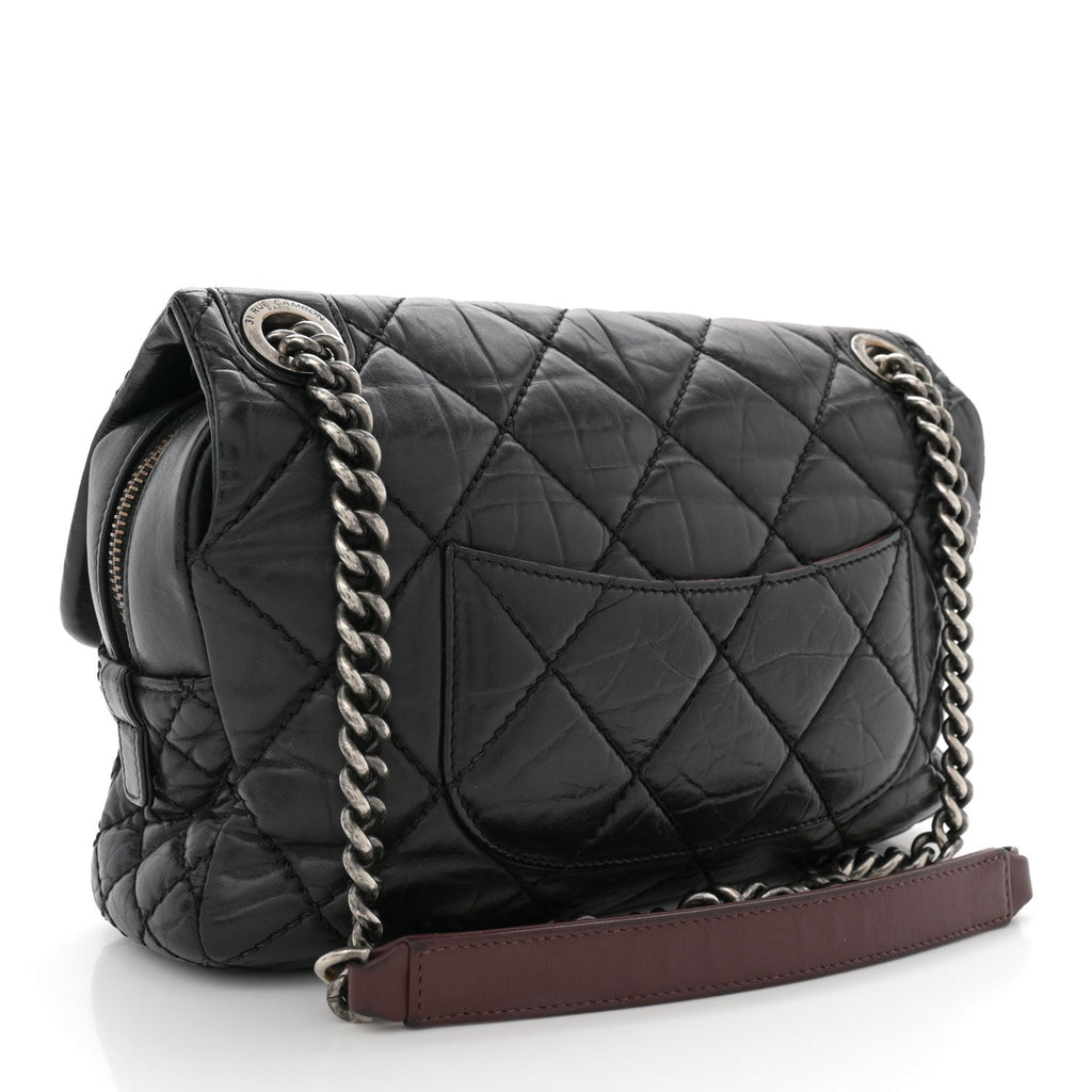 Aged Calfskin Medium New Portobello Flap Black