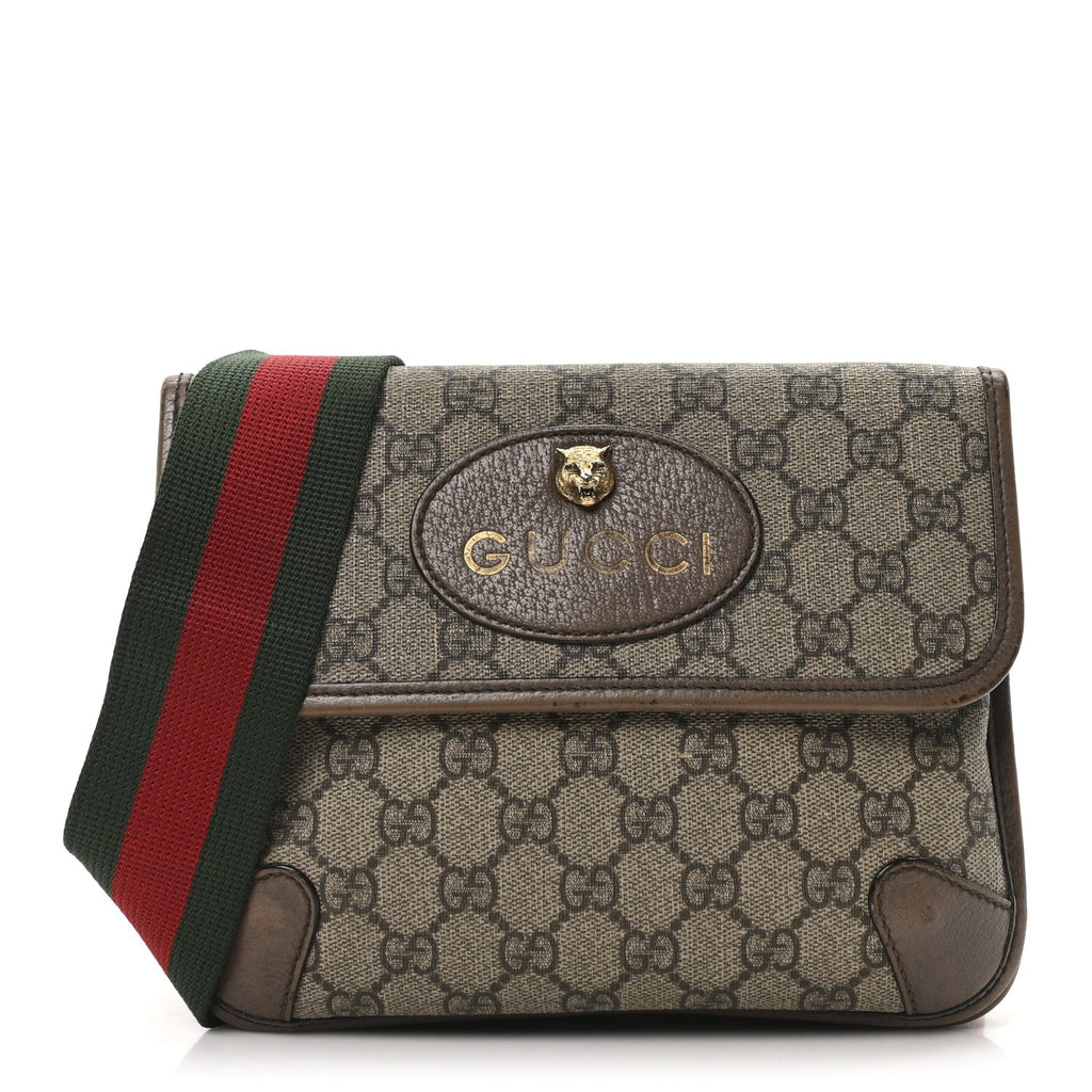GG Supreme Monogram Web Small Neo Vintage Double Flap Messenger Bag Beige New Acero