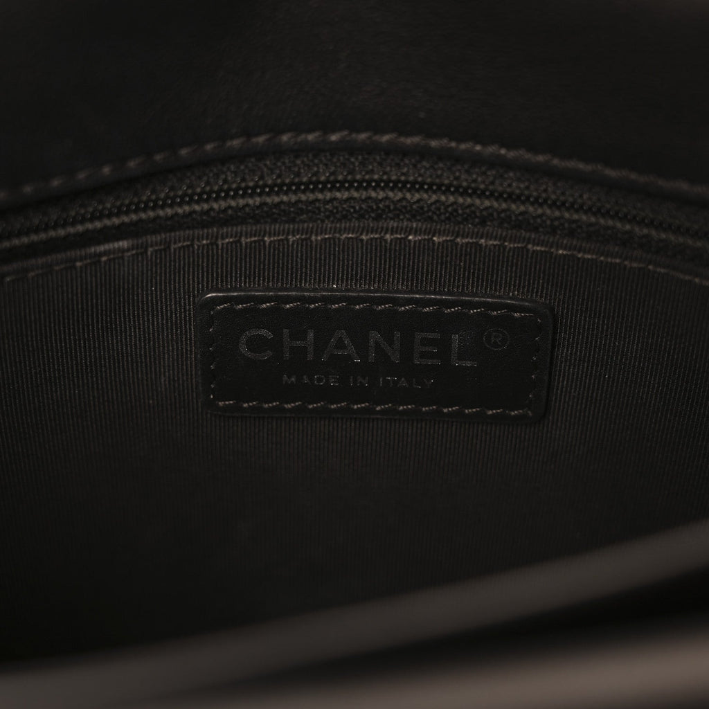 Metallic Goatskin Quilted Rock In Rome Flap Black