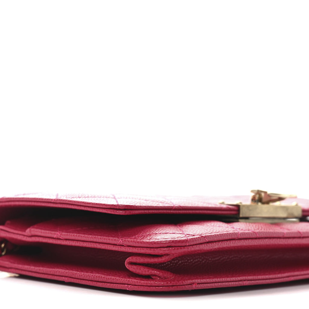 Caviar Quilted Golden Class Wallet On Chain WOC Fuchsia