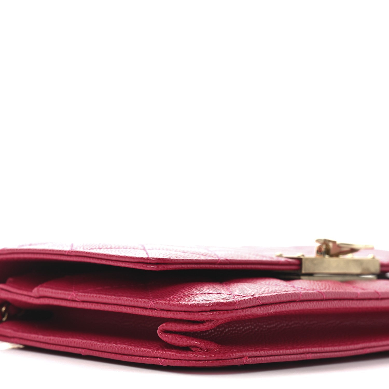 Caviar Quilted Golden Class Wallet On Chain WOC Fuchsia