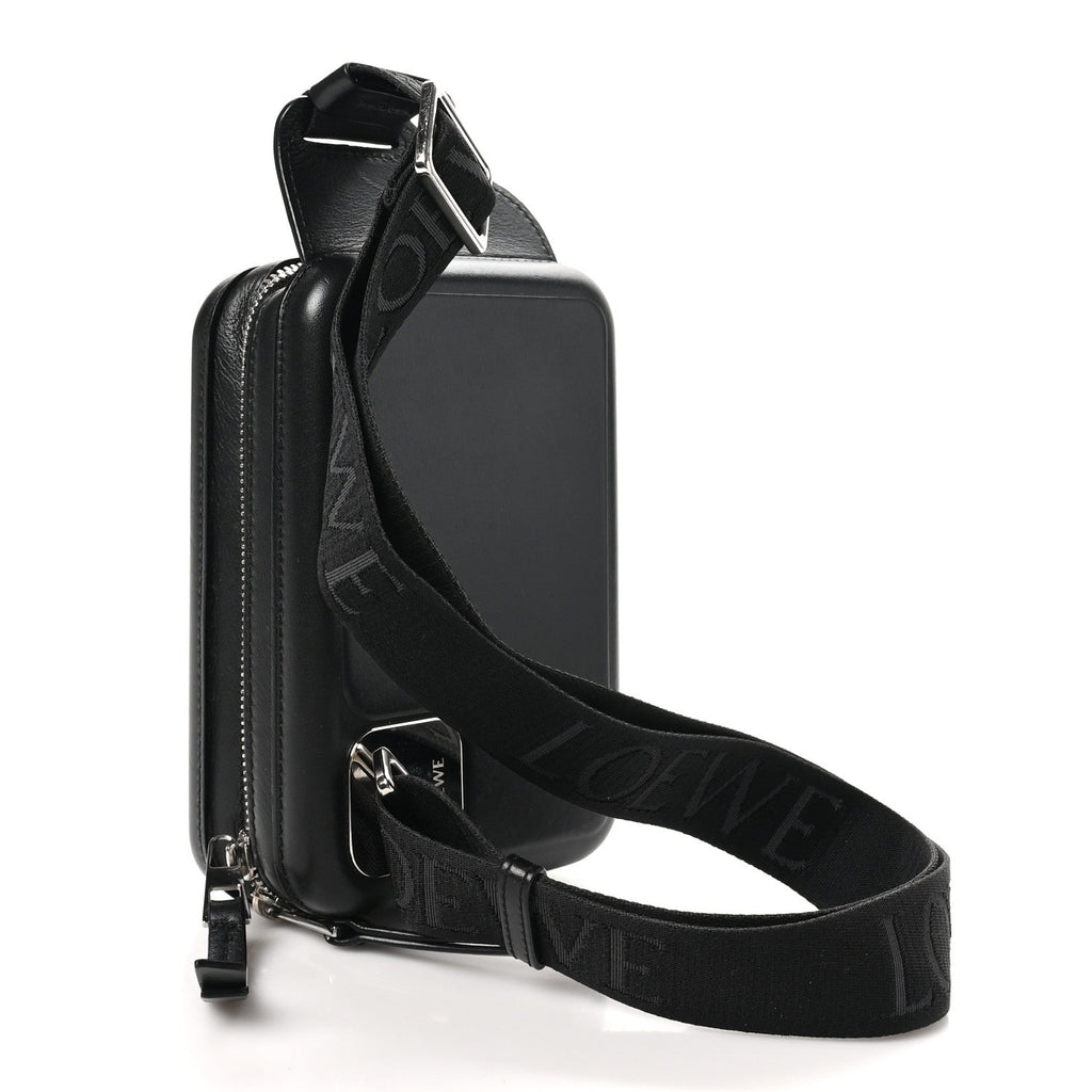 Calfskin Molded Sling Crossbody Bag Black
