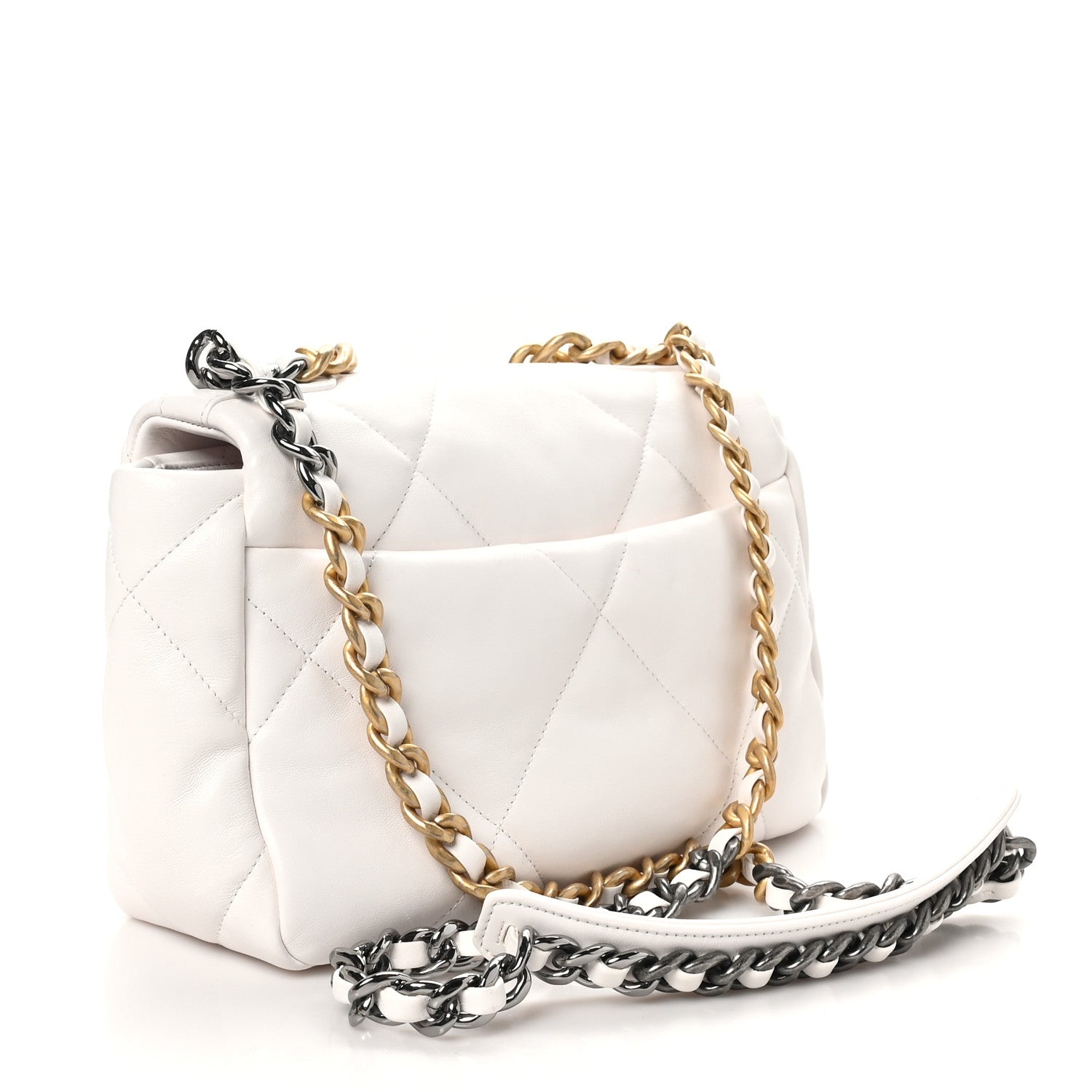 Lambskin Quilted Medium Chanel 19 Flap White