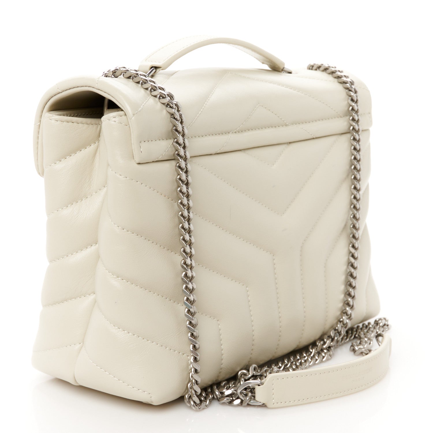 Calfskin Y Quilted Monogram Small Loulou Chain Satchel Crema Soft