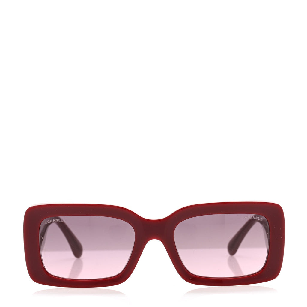 Acetate Rectangle Sunglasses 5434 Brown Red