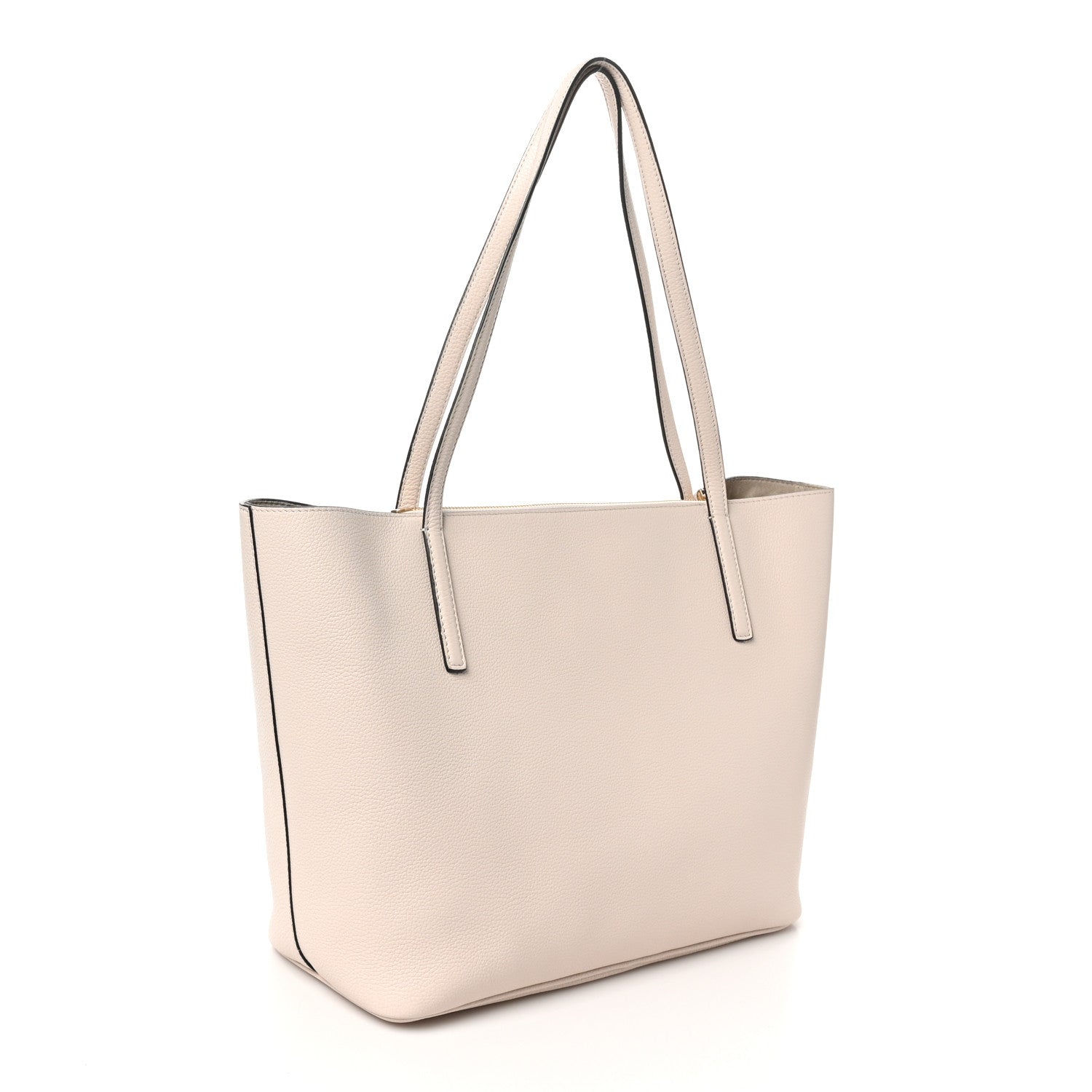 Grainy Calfskin Medium Gancini Tote Bone
