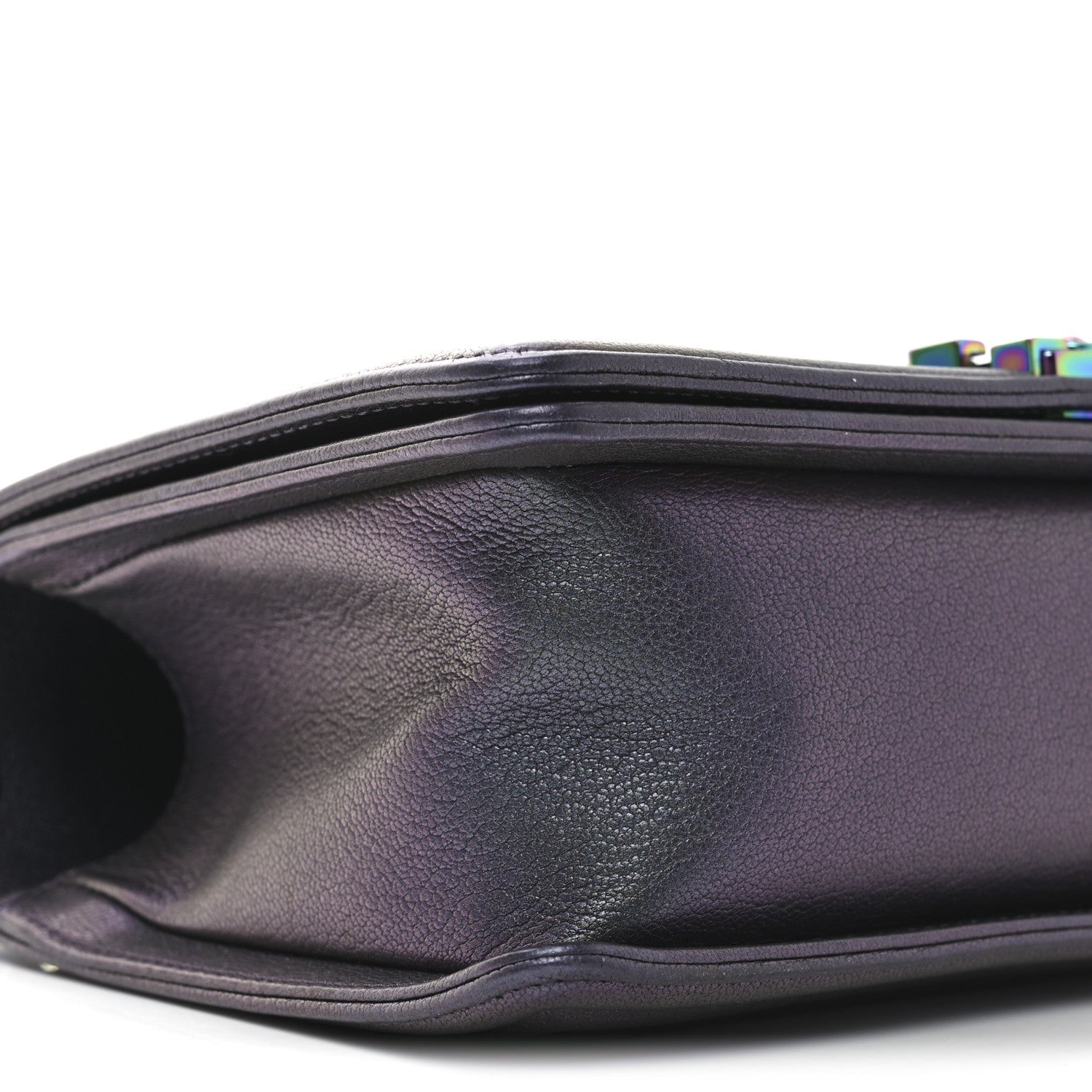 Iridescent Goatskin Quilted Medium Boy Flap Purple