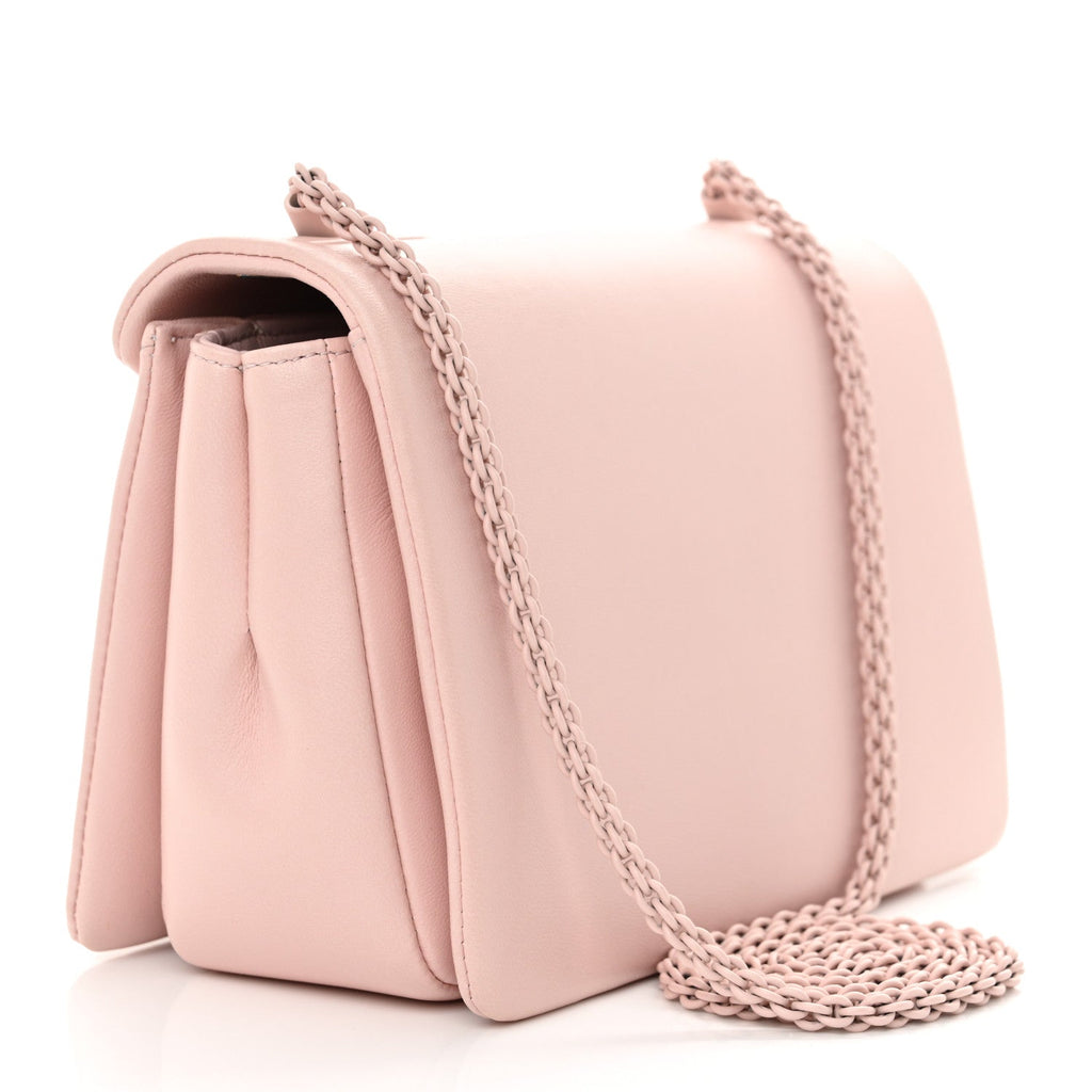 Nappa Lacquer Monochrome One Stud Chain Clutch Rose Quartz
