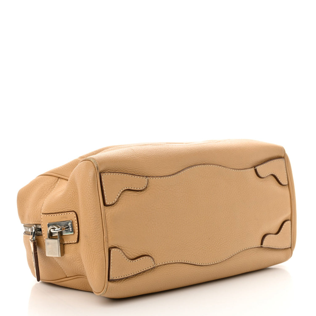Vitello Daino Print Logo Bowler Beige