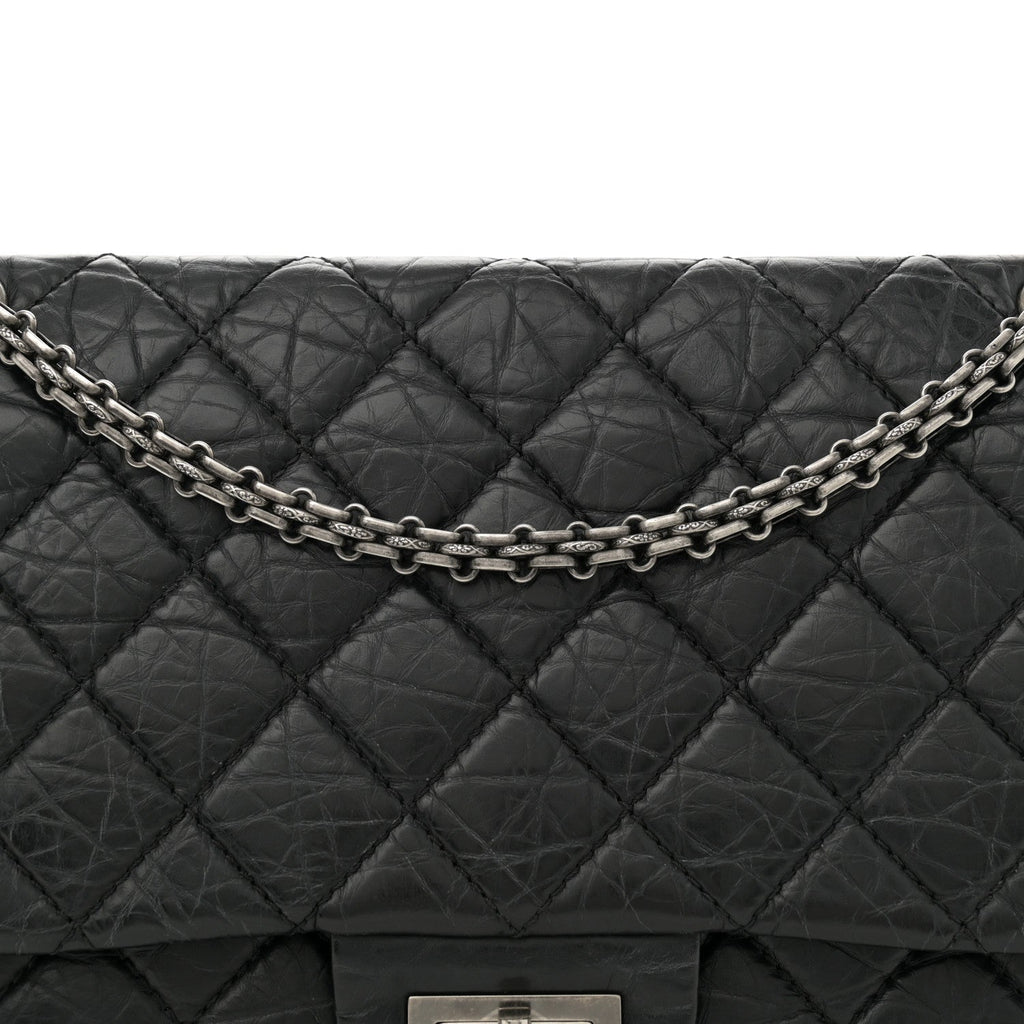 Aged Calfskin Quilted 2.55 Reissue 227 Flap Black