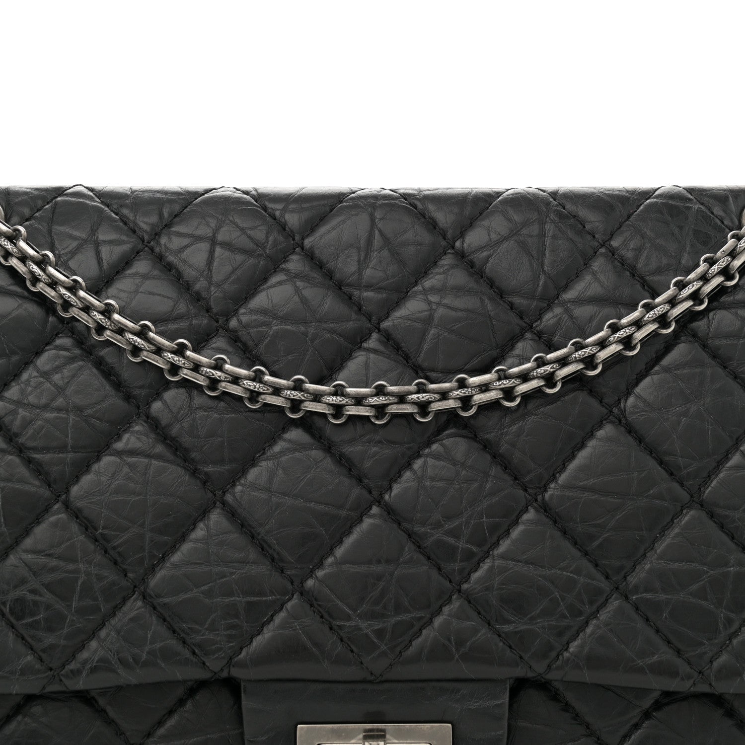 Aged Calfskin Quilted 2.55 Reissue 227 Flap Black