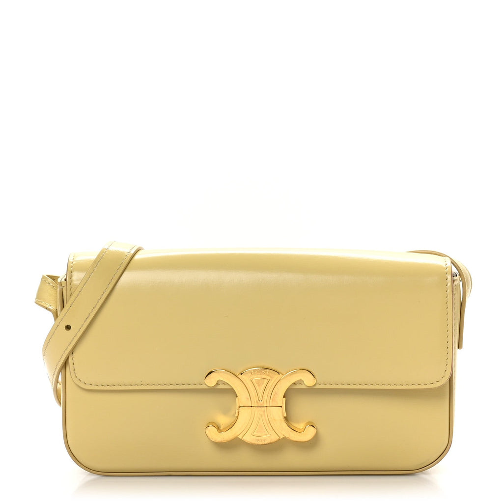 Shiny Calfskin Triomphe Shoulder Bag Papyrus